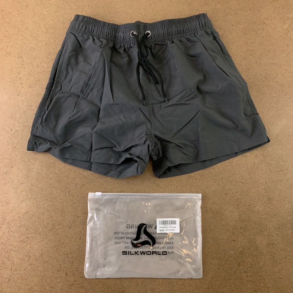 Silkworld Men's Size XS Gray Nylon Drawstring Mesh Lined Swim Shorts New